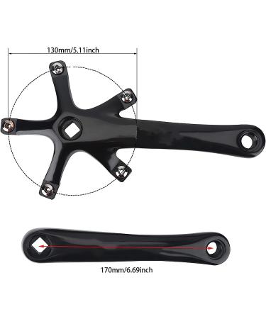 Keenso 170mm Bike Crank Arms - Universal Aluminium Alloy Single Crankset - for Mountain and Road Bikes - Black - Buy Online on GoSupps.com