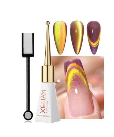 Cat Eye Gel Nail Polish Magnetic Gel Nail Polish Glitter Nail Polish Chrome Gel Nail Polish Shimmering Holographic Nail Polish Soak Off UV Cateye Nail Gel for Home DIY Manicure Color: firework-04