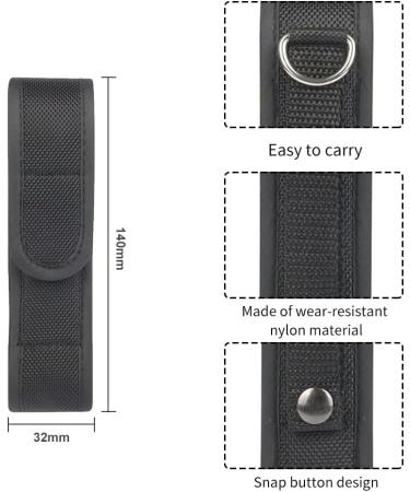 Rakiuty Tactical Flashlight Holster | Pocket Holder for Outdoor Hunting Camping & Hiking | 14cm Black Flashlight Bag & Belt - Buy Online on GoSupps.com