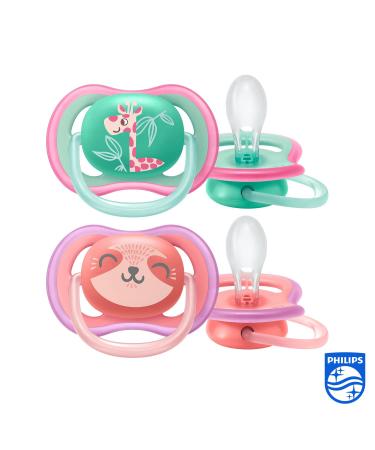 Philips Avent Ultra Air Pacifier SCF349/12 - Giraffe & Bear 2-Pack | Soft Safe Animal Print Pacifiers for Babies - Buy Online on GoSupps.com