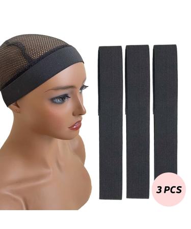 Aimeolyn 3Pcs Adjustable Wig Edge Elastic Band | 3cm Width Lace Melting Band for Lace Front Wigs | Breathable & Durable | Black - Buy Online on GoSupps.com
