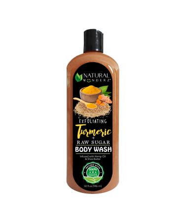 Body Wash with Turmeric and Raw Sugar 32 Fl Oz Exfoliating Gentle Cleanser and Shower Gel for all skin types Vegan Sulfate Free and Cruelty Free Body Scrub