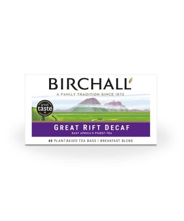 Birchall Great Rift Decaf Blend Tea Bags English Breakfast Tea Bursting with Full Flavour Perfect Vegan Gifts 40 Plant-Based Everyday Tea Bags 40 Count (Pack of 1)