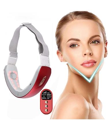 V Face Machine  Reusable V Line Mask Facial Slimming Strap Double Chin Reducer Chin Up Mask Face Lifting Belt V Shaped Slimming Face Mask (Red-2)