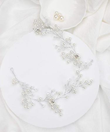Aimimier Anglacesmade Bridal Hair Vine Pearl and Crystal Headband 11.8'' - Ideal for Bride, Bridesmaid, Prom, Festival - Women's Hair Jewelry - Buy Online on GoSupps.com