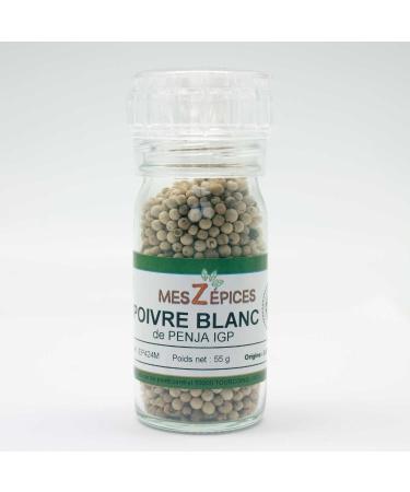 White pepper from Penja IGP in refillable mill of 55 grams