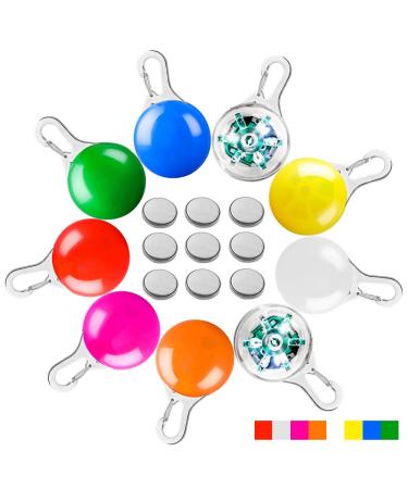AFUNTA Pet Collar LED Lights for Dog Cat 9 Pcs Clip-on Pet Dog LED Light Safety Night Walking Lights for Pets 9 colors Included 9 Batteries