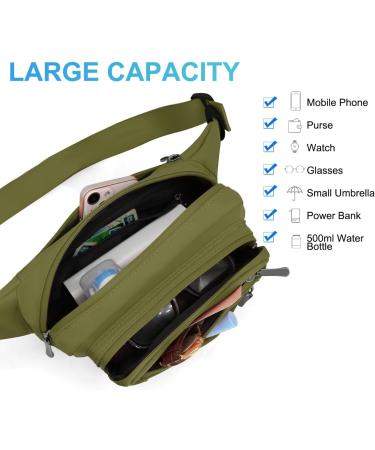 Retee Bellbag Waterproof Hip Pocket - 5 Pocket Breast Bag for Men & Women | Ideal for Outdoor Travel & Hiking (A-Green) - Buy Online on GoSupps.com