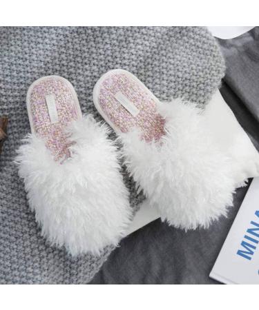 Ladies Slippers Women Fluffy Slippers Winter Warmth Faux Fur Home Plush Flat Slippers Ladies Ultra Soft Comfy Fluffy Casual Slides Furry Shoes for Indoor Outdoor - Buy Online on GoSupps.com