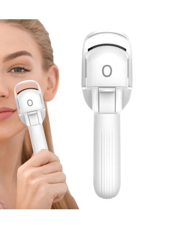 Electric Eyelash Curler - Rechargeable Eye Lash Curling Tool - Eye Makeup Tool with Rapid Heat-up and Temperature Control Quick Natural Eye Lashes Curling Tool for Women White