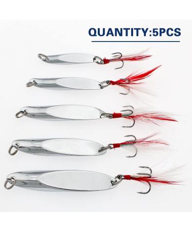 Zsrivk Fishing Spoons Lures Set - Saltwater & Freshwater Casting Spoon Baits with Treble Hooks for Bass - 5 Sizes in 1/4 oz to 1 oz - Buy Online on GoSupps.com