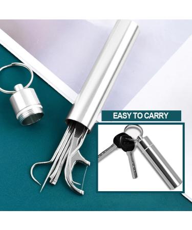 Stainless Steel Toothpick Set - Reusable Portable Metal Dental Picks for Travel Camping & Picnics (7 PCS - Buy Online on GoSupps.com