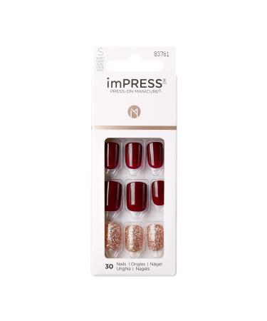 KISS imPRESS Press-On Manicure  Nail Kit  PureFit Technology  Short Press-On Nails  'No Other'  Includes Prep Pad  Mini Nail File  Cuticle Stick  and 30 Fake Nails