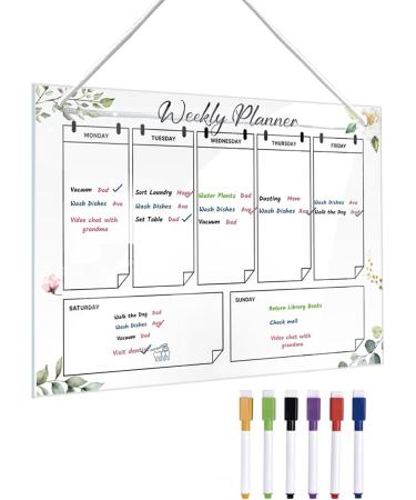 WOBBLO Acrylic Weekly Wall Planner - Acrylic Dry Erase Weekly Planner - Dry Erase Acrylic Wall Calendar - Weekly Planner Housewarming Gift - Buy Online on GoSupps.com