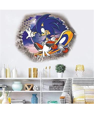 Cartoon Anime Hedgehog Speed Scooter 3D Wall Decals - Fun Wall Decor for Bedrooms and Living Room - Buy Online on GoSupps.com
