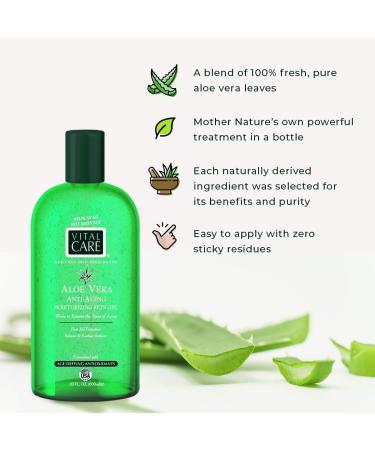 Vital Care Aloe Vera Gel 20oz - Raw Natural Anti-Aging Moisturizer for Sunburn, Irritated Skin - Organic Care for Face, Body, Hair - Buy Online on GoSupps.com