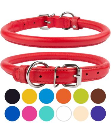 Collardirect Handmade Soft Padded Round Leather Dog Collar | Real Leather for Small to Big Dogs & Cats | 18-20 cm | Available in Black Pink Red Purple Blue - Buy Online on GoSupps.com
