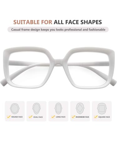 Eyekepper Women's Large Frame Reading Glasses, White Oversize Eyeglasses 0.0 Diopters - Buy Online on GoSupps.com