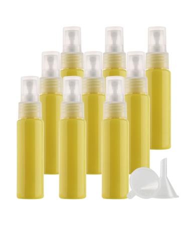 TIANZD 12 Pieces 30ml 1 oz Lightproof Yellow Spray Bottles Plastic Fine Mist Spray Bottles Refillable Bottle for Cosmetic Perfume Cleaning Travel with 1x Funnels Yellow 30ml
