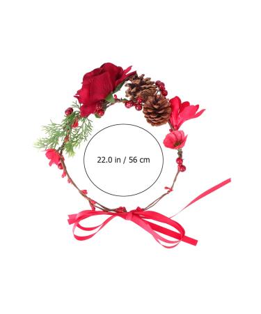 Beaupretty Christmas Hair Wreath Headdress - Natural Berries Rose Flowers & Leaves | Adjustable Band for Women - Buy Online on GoSupps.com