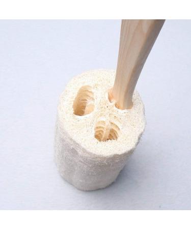 Natural Exfoliating Loofah Bath Brush on Stick - 9.4 Wooden Handle Tubular Sponge Back Scrubber for Men & Women - Buy Online on GoSupps.com