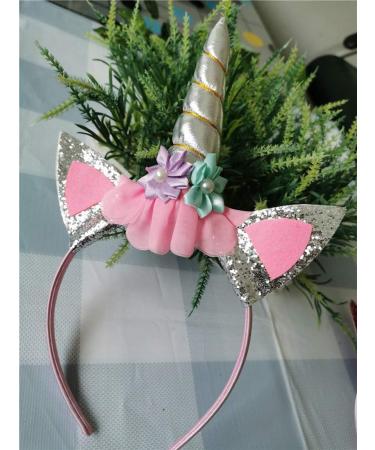 HIDOLL Unicorn Horn Headband Flower Ears Headband Rainbow Color Different Design for Girl Party Birthday Cosplay Festivals (WHITE) - Buy Online on GoSupps.com