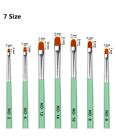 7-Piece UV Gel Nail Brush Set - Acrylic Nail Art Polygel Brushes with Wooden Handle - 7 Sizes for Extensions & Manicure - Green - Buy Online on GoSupps.com