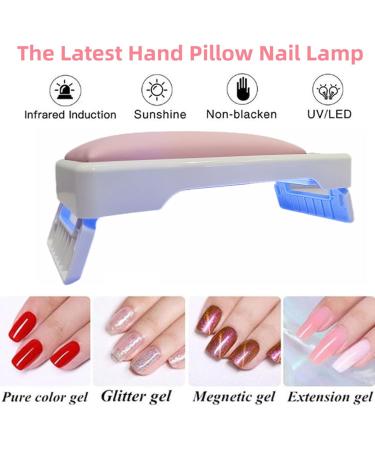 Hand Pillow Nail Lamp - 72W UV Nail Dryer for Gel Polish Curing | LED Light with 3 Timers - Pink | Perfect for Fingernails & Toenails - Buy Online on GoSupps.com