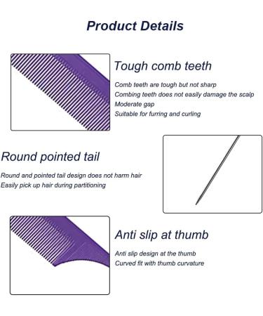 Hair Styling Comb Set 3 Pieces Hair Brush Teasing Comb Double Sided Hair Edge Brush Rat Tail Comb Plastic Bristle Hair Brush for Hair Slicking Purple - Buy Online on GoSupps.com
