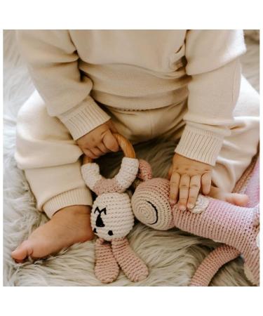 Organic Wooden Bunny Teething Ring - 5-inch Pink Pebble 200-505 - Buy Online on GoSupps.com