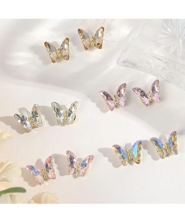 FEIlei 5 Nail Art Charms Glass Nail Rhinestones Alloy Butterfly-Nail Crystals Diamonds - Buy Online on GoSupps.com