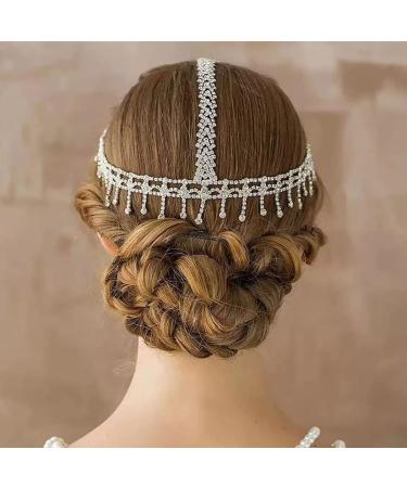 IYOU Women 1920s Headband Rhinestone Silver Head Chain Tassel Wedding Headpiece Gatsby Party Hair Pieces Jewelry for Bride and Bridesmaid - Buy Online on GoSupps.com