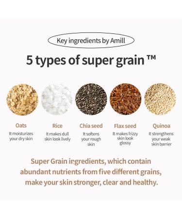 Amill Super Grain Bubble Foam (200ml/6.76fl.oz) - Curelty Free Gentle Micro bubble Facial Cleanser with Multi Grain Extracts for Hydrated Soft Skin - Buy Online on GoSupps.com