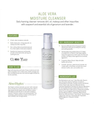 Aloe Vera Moisture Cleanser | DeVita Vegan Face Wash for All Skin Types - Hydrating & Makeup Remover - 4.7fl oz - Buy Online on GoSupps.com