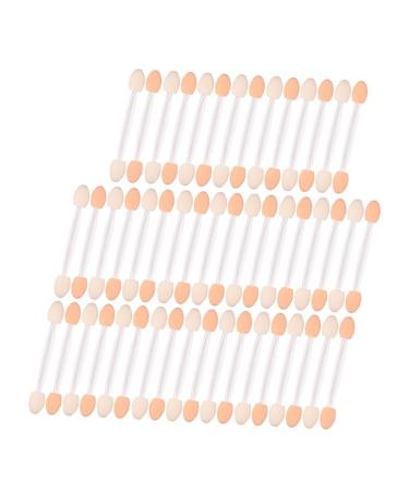DRESSOOS 50pcs Two-color Eyeshadow Brush Makeup Supplies Eyeliner Wands Make up Kit Plastic Handle White