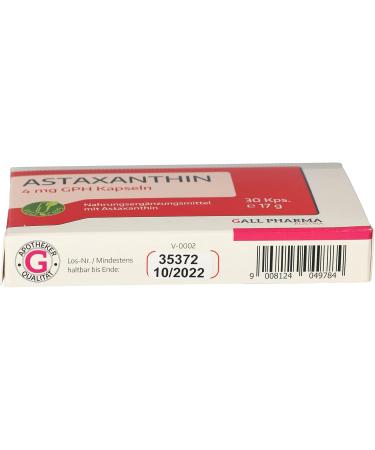 Buy Gall Pharma Astaxanthin 4 mg Capsules - 30 Pieces | Premium Health Supplement - International Shipping - Buy Online on GoSupps.com