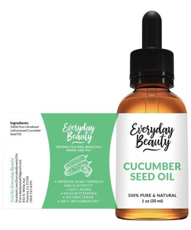 Cucumber Seed Oil - 100% Pure Extra Virgin Unrefined Luxury Oil 1oz Glass Bottle & Dropper - Cold Pressed & All Natural for Face, Skin and Hair - DIY Cosmetics - Premium Quality Bulk Price 1 Ounce Glass & Dropper