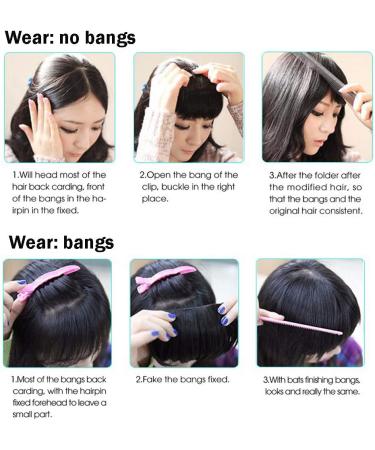 Clip in Bangs Fringe Hair Extensions Full Neat Front Bangs Extension Hair 2 Clips on Bangs Hairpieces Accessories for Women Dark Red - Buy Online on GoSupps.com
