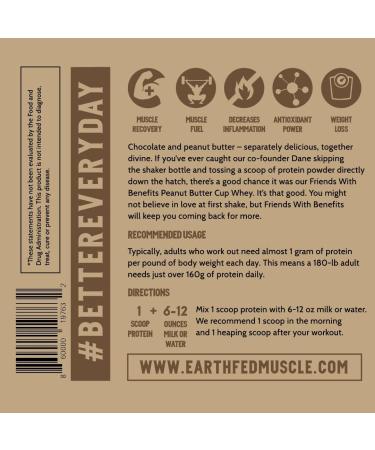 Earth Fed Muscle Friends with Benefits Chocolate Peanut Butter Whey Protein Isolate 2lb - GMO-Free Sugar Free Soy Free Gluten Free - Muscle Recovery & Keto Friendly - Buy Online on GoSupps.com