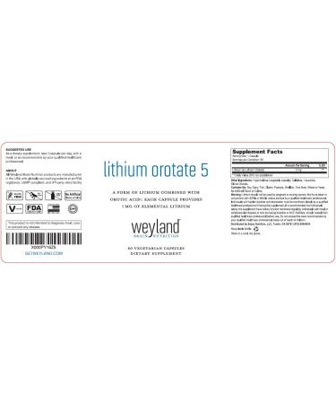 Lithium Orotate 5mg | 60 Vegetarian Capsules | Elemental Lithium Supplement - Buy Online on GoSupps.com