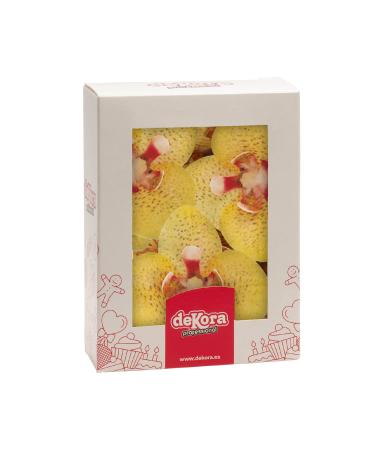 Dekora - Edible Orchid Cake Decoration | 12 Edible Flowers for Cakes Made of Edible Paper - Yellow - 7.5 x 8.5 cm - Buy Online on GoSupps.com