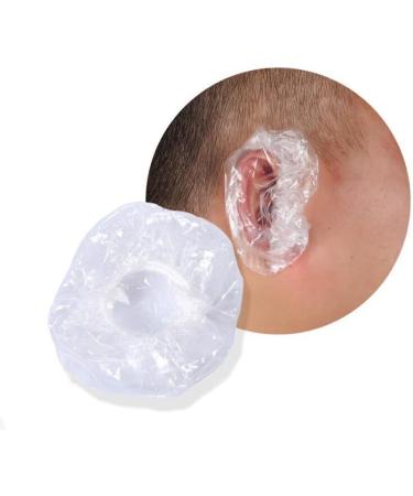 100PCS Transparent Plastic Disposable Waterproof Hairdressing Dye Coloring Ear Cover Protector Caps for Bathing Shower Spa Keep Ear Clean and Dry - Buy Online on GoSupps.com