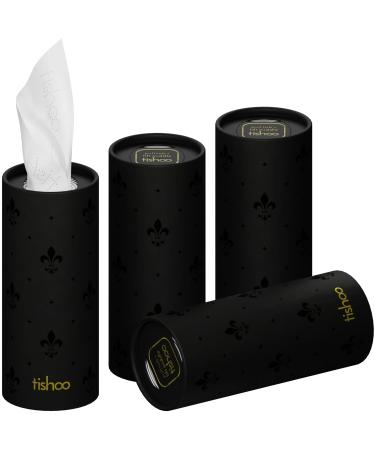 TiShoo Extra Soft 4-Latz handkerchiefs with moisturizer |For cup holders in the car at home and travel |16 tubes in plastic -free packaging |Black/Pure Black/Pure 16 pieces (1 Pack)