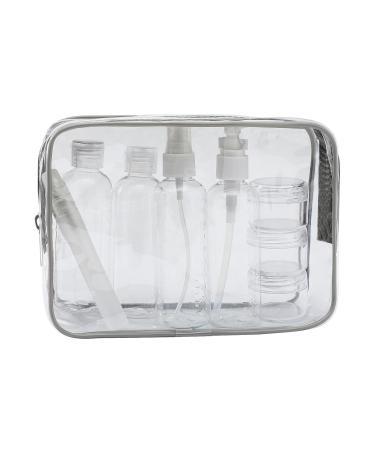 MOCOCITO Toiletry Bag Women & Men | Clear Toiletry Bag |Toiletry Bag Set with 8 Bottles(max.3.4oz/100ml) Approved by EU & UK Hand Luggage Rules (Grey Toiletry Bag Set)