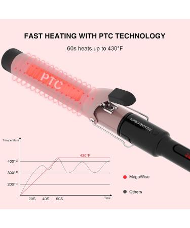 MEGAWISE Pro 1.25" Ceramic Barrel Hair Curling Iron - Fast Heating Anti-Scald Auto Shut Off Includes Clips & Glove - International Shipping Available - Buy Online on GoSupps.com