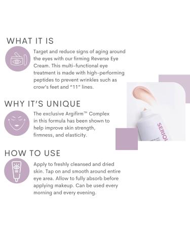 Serious Skincare Reverse Lift Eye Cream - Peptide & Seaweed Formula for Firming & Lifting - 1 oz - Anti-Aging Solution for Men & Women - Buy Online on GoSupps.com