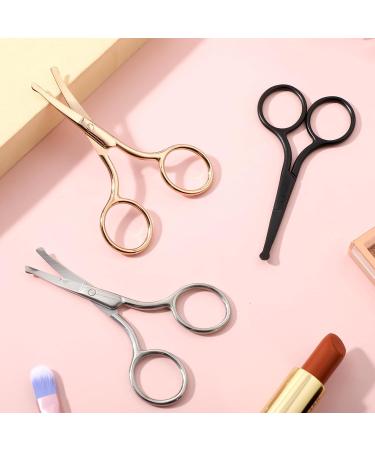 WLLHYF 3 Packs Nose Hair Scissors Rounded Tip Eyebrow Mustache Ear Hair Grooming Trimming Stainless Steel Professional Small Beard Nail Cuticle Eyelashes Beauty Scissors for Men Women Black/Silver/Rosegold - Buy Online on GoSupps.com