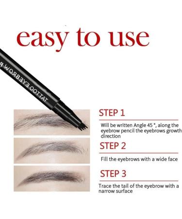 QOBNN 4Tip Microblade Brow Pen Long Lasting Waterproof and SmudgeProof New Eyebrow Pencil 4 Point Brow Pen Professional Eyebrow Definer Brow Pen Stays on All Day Color 2*Grey - Buy Online on GoSupps.com