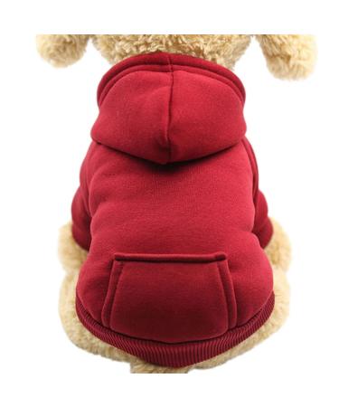 Dog Hoodie with Pocket Pet Warm Sweater for Winter Small Medium Dogs Puppy Coat Red S Small Red
