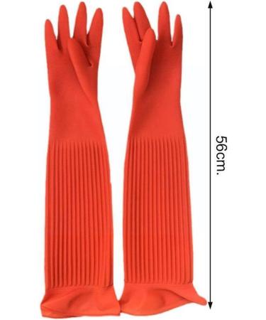 Home Long Rubber Gloves for Kitchen Dishwashing Waterproof Washing Latex Gloves Red Cleaning Washing Bowls Gloves Tools Rojo - Buy Online on GoSupps.com